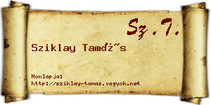 Sziklay Tamás névjegykártya